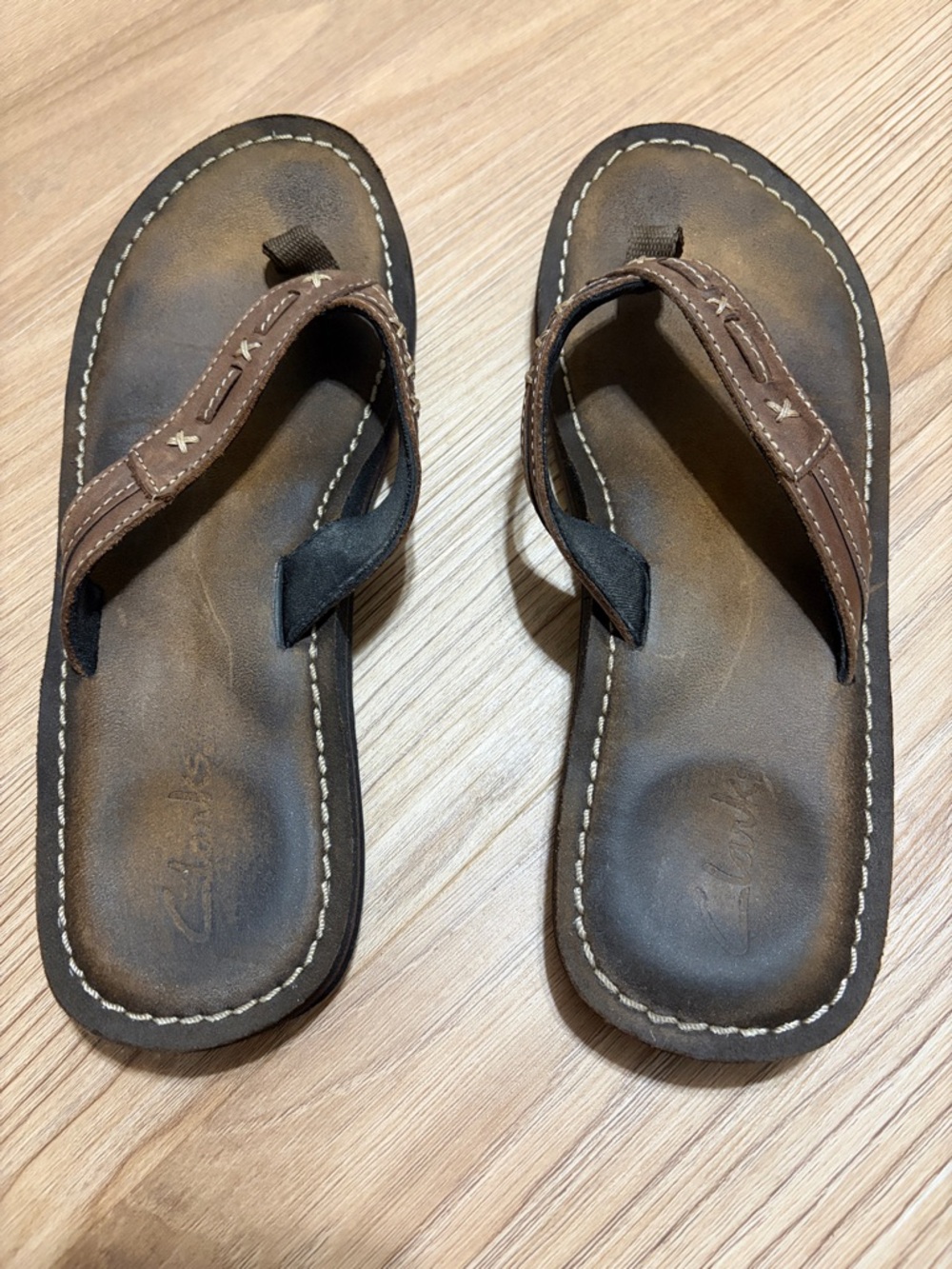 Clarks Flip Hyannis Brown Leather Flip Flop Sandals Women’s Size 8